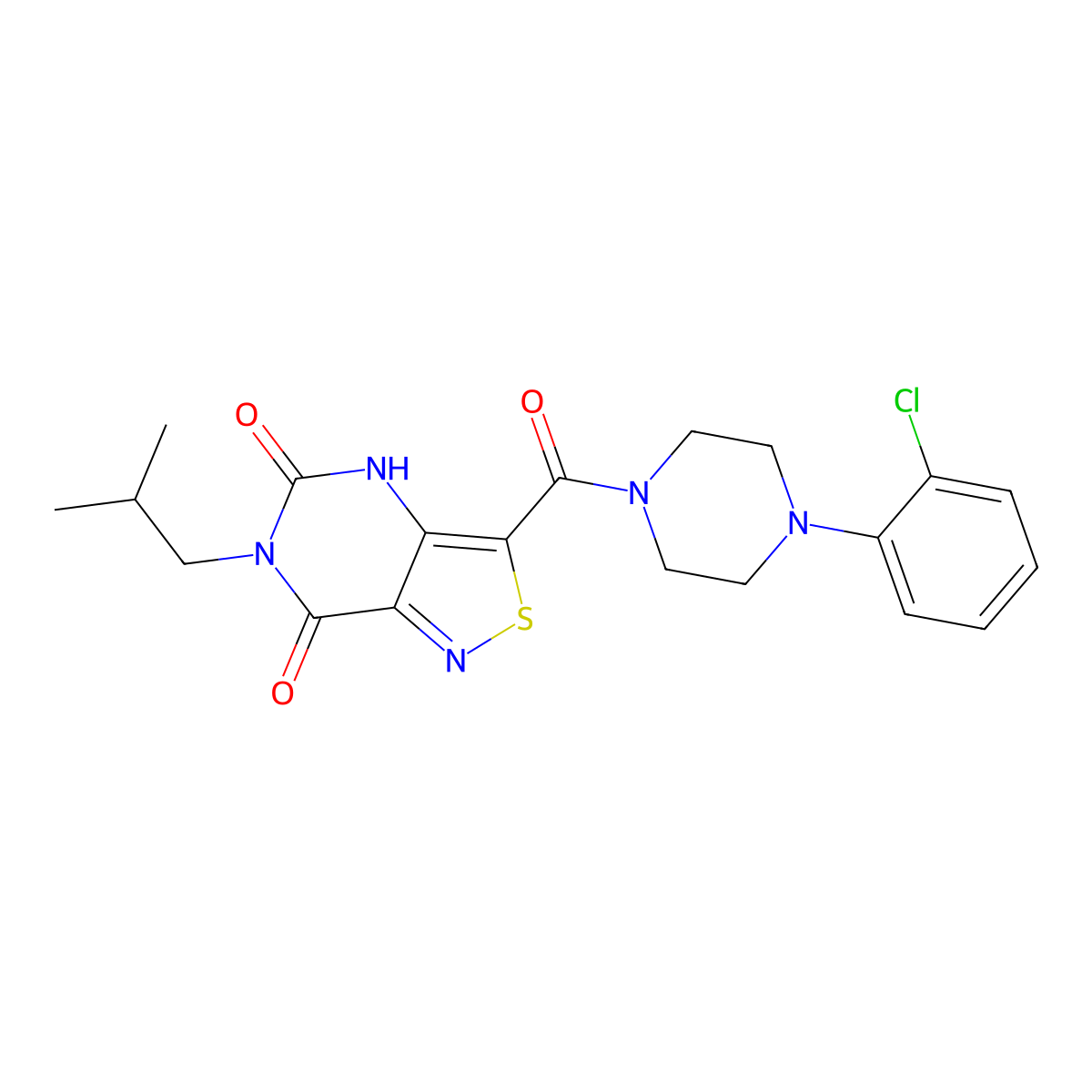 3-{[4-(2-chlorophenyl)piperazino]carbonyl}-6-isobutylisothiazolo[4,3-d]pyrimidine-5,7(4H,6H)-dione molecular structure, CAS 1251618-81-1