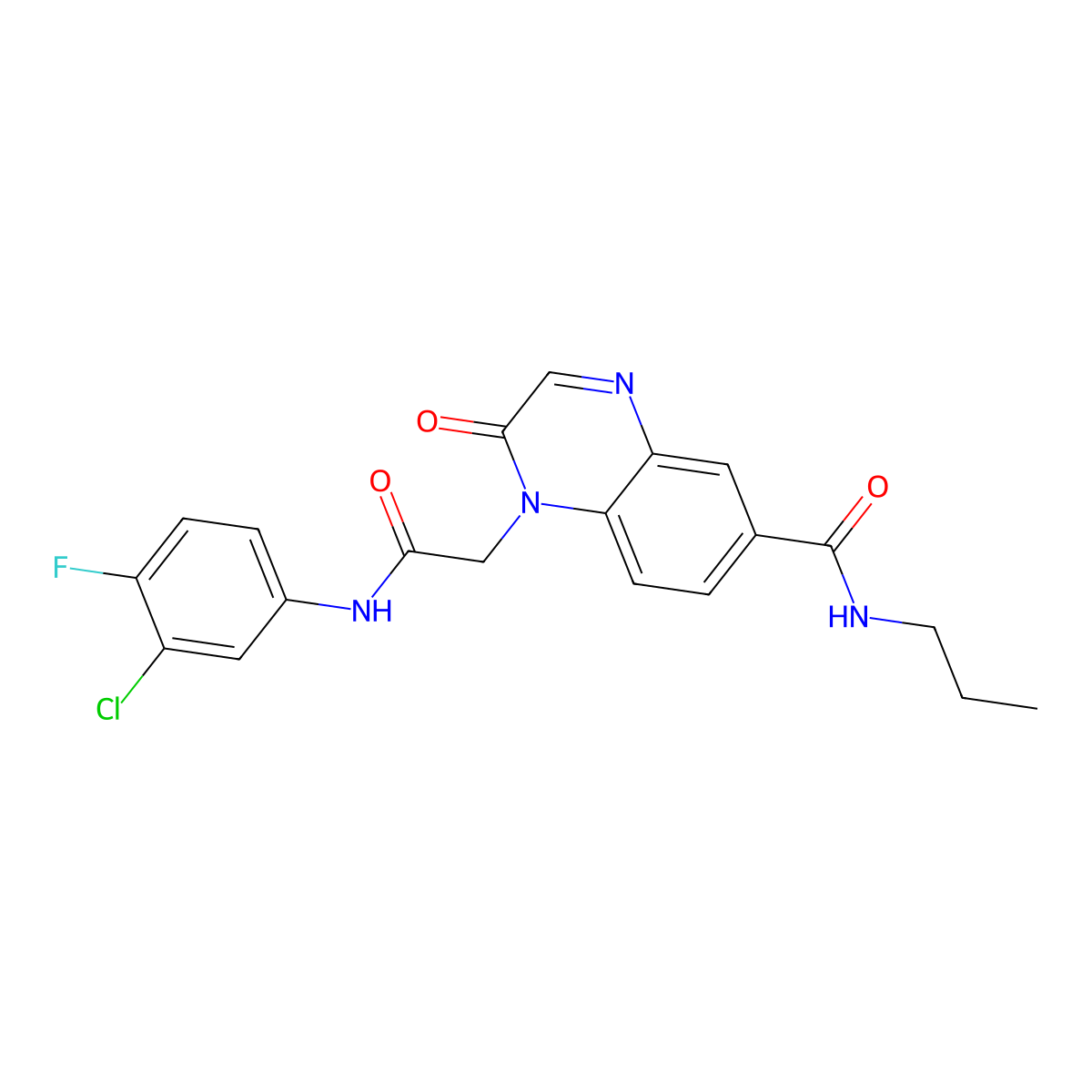 1-(2-((3-chloro-4-fluorophenyl)amino)-2-oxoethyl)-2-oxo-N-propyl-1,2-dihydroquinoxaline-6-carboxamide molecular structure, CAS 1251618-83-3