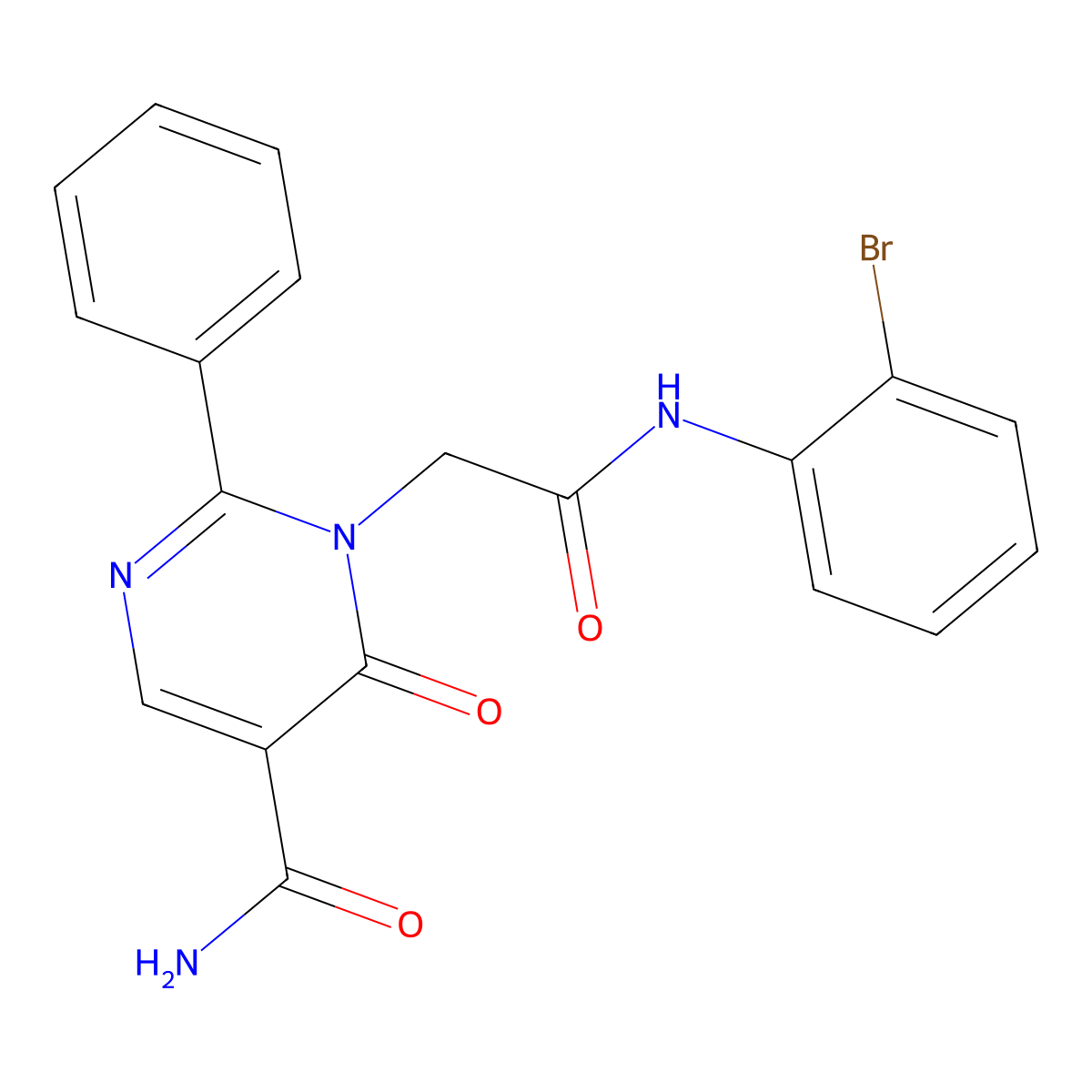 1-(2-((2-Bromophenyl)amino)-2-oxoethyl)-6-oxo-2-phenyl-1,6-dihydropyrimidine-5-carboxamide molecular structure, CAS 1251618-85-5
