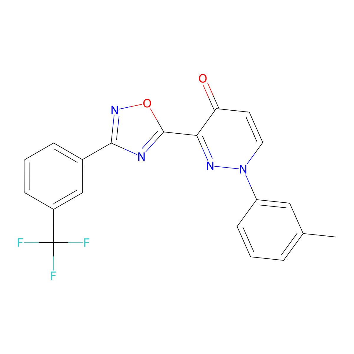 1-(3-Methylphenyl)-3-{3-[3-(trifluoromethyl)phenyl]-1,2,4-oxadiazol-5-yl}-1,4-dihydropyridazin-4-one molecular structure, CAS 1251618-87-7