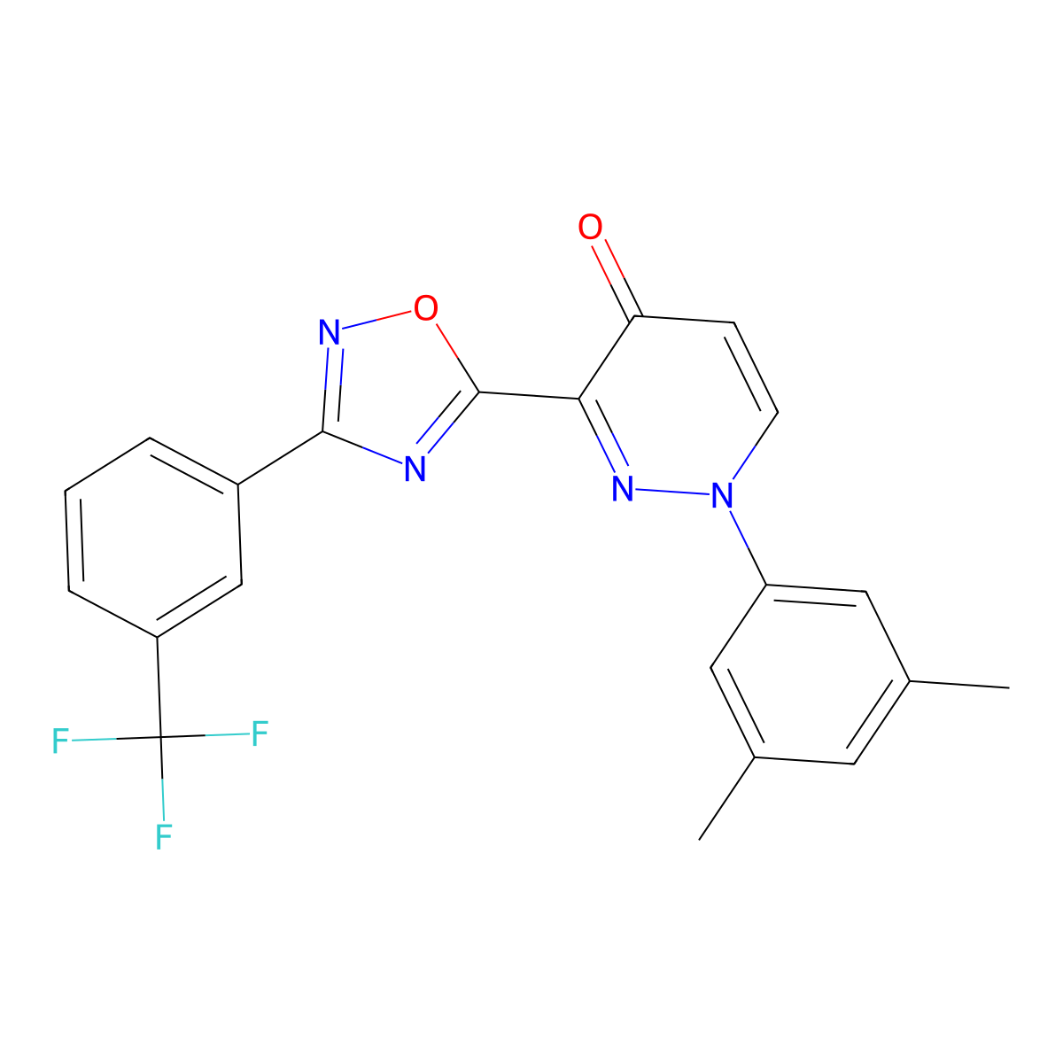 1-(3,5-Dimethylphenyl)-3-{3-[3-(trifluoromethyl)phenyl]-1,2,4-oxadiazol-5-yl}-1,4-dihydropyridazin-4-one molecular structure, CAS 1251618-92-4