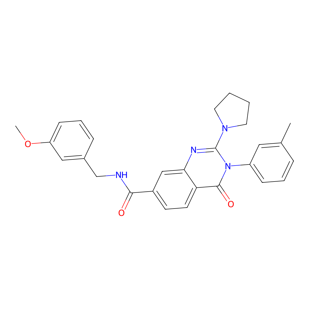 N-(3-methoxybenzyl)-3-(3-methylphenyl)-4-oxo-2-pyrrolidin-1-yl-3,4-dihydroquinazoline-7-carboxamide molecular structure, CAS 1251619-01-8