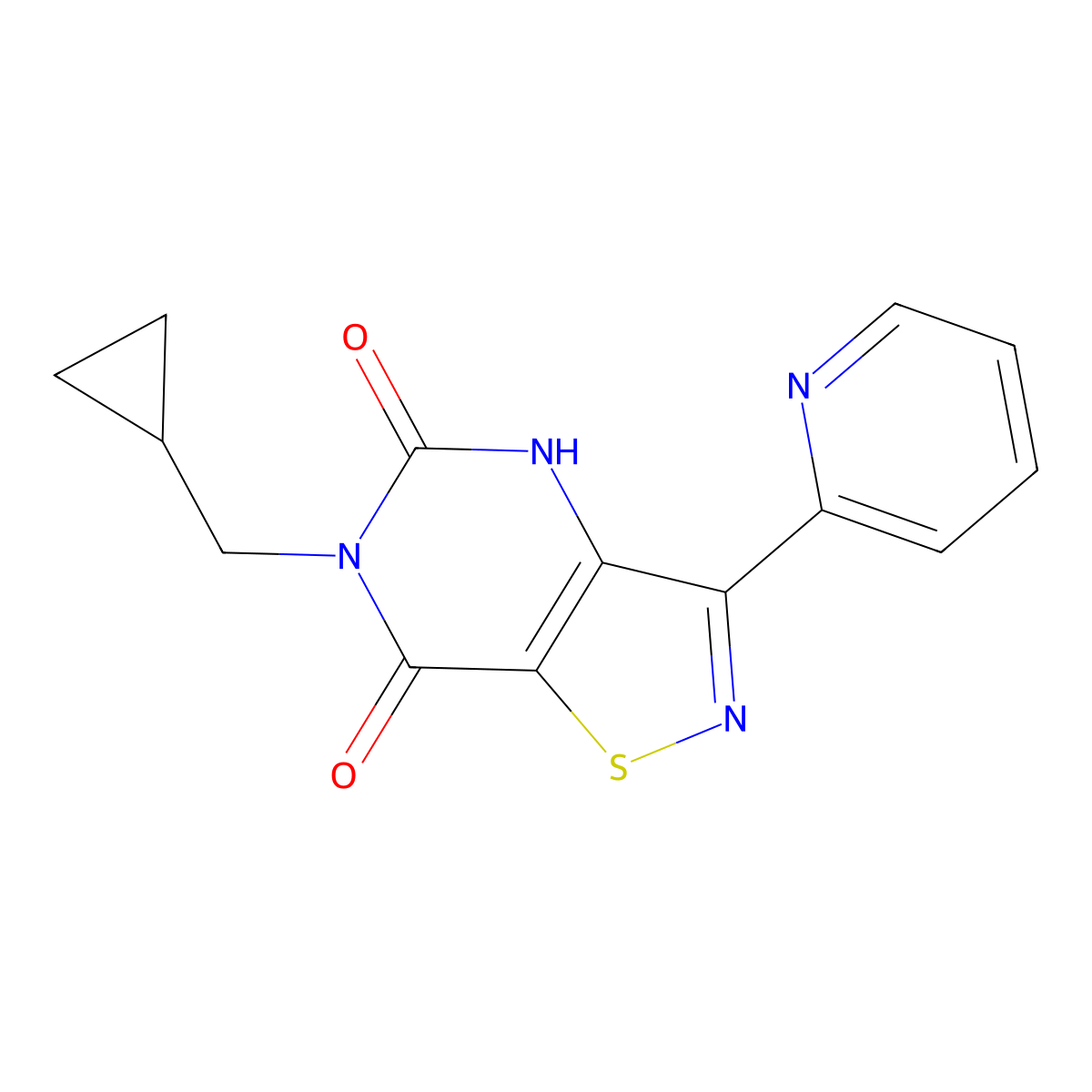 6-(cyclopropylmethyl)-3-(2-pyridyl)isothiazolo[4,5-d]pyrimidine-5,7(4H,6H)-dione molecular structure, CAS 1251619-04-1