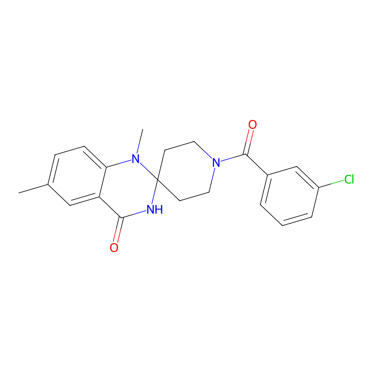 1-(3-chlorobenzoyl)-1',6'-dimethyl-3',4'-dihydro-1'H-spiro[piperidine-4,2'-quinazoline]-4'-one molecular structure, CAS 1251619-08-5