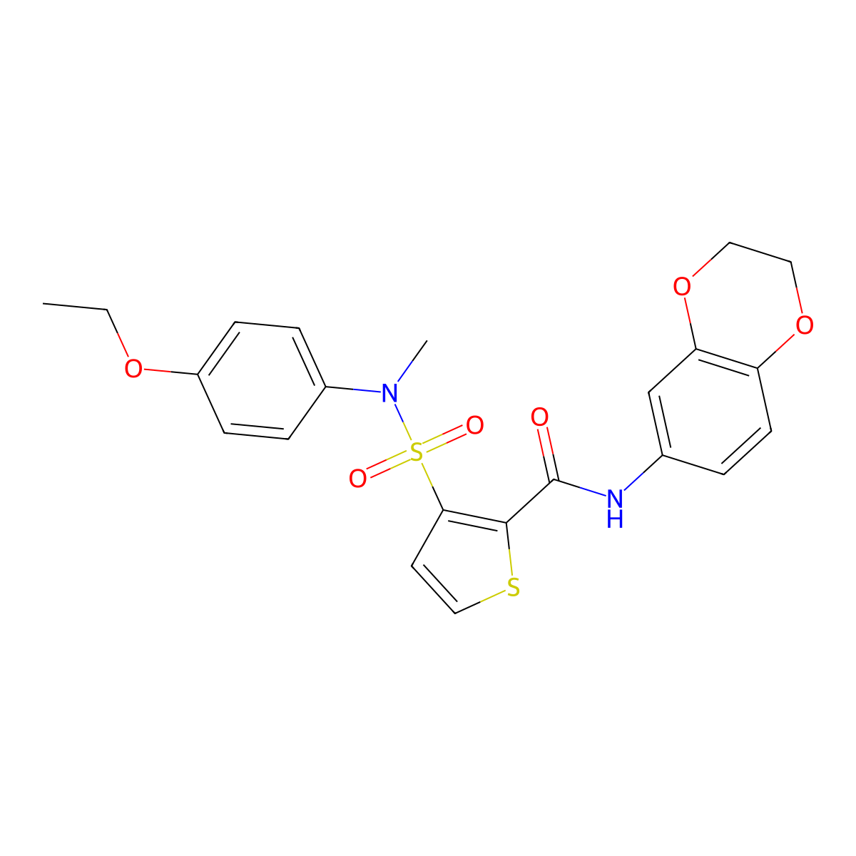 N-(2,3-dihydro-1,4-benzodioxin-6-yl)-3-[(4-ethoxyphenyl)(methyl)sulfamoyl]thiophene-2-carboxamide molecular structure, CAS 1251619-13-2