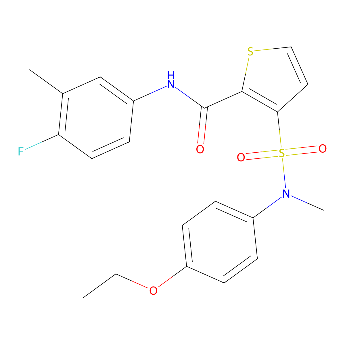 3-[(4-ethoxyphenyl)(methyl)sulfamoyl]-N-(4-fluoro-3-methylphenyl)thiophene-2-carboxamide molecular structure, CAS 1251619-14-3