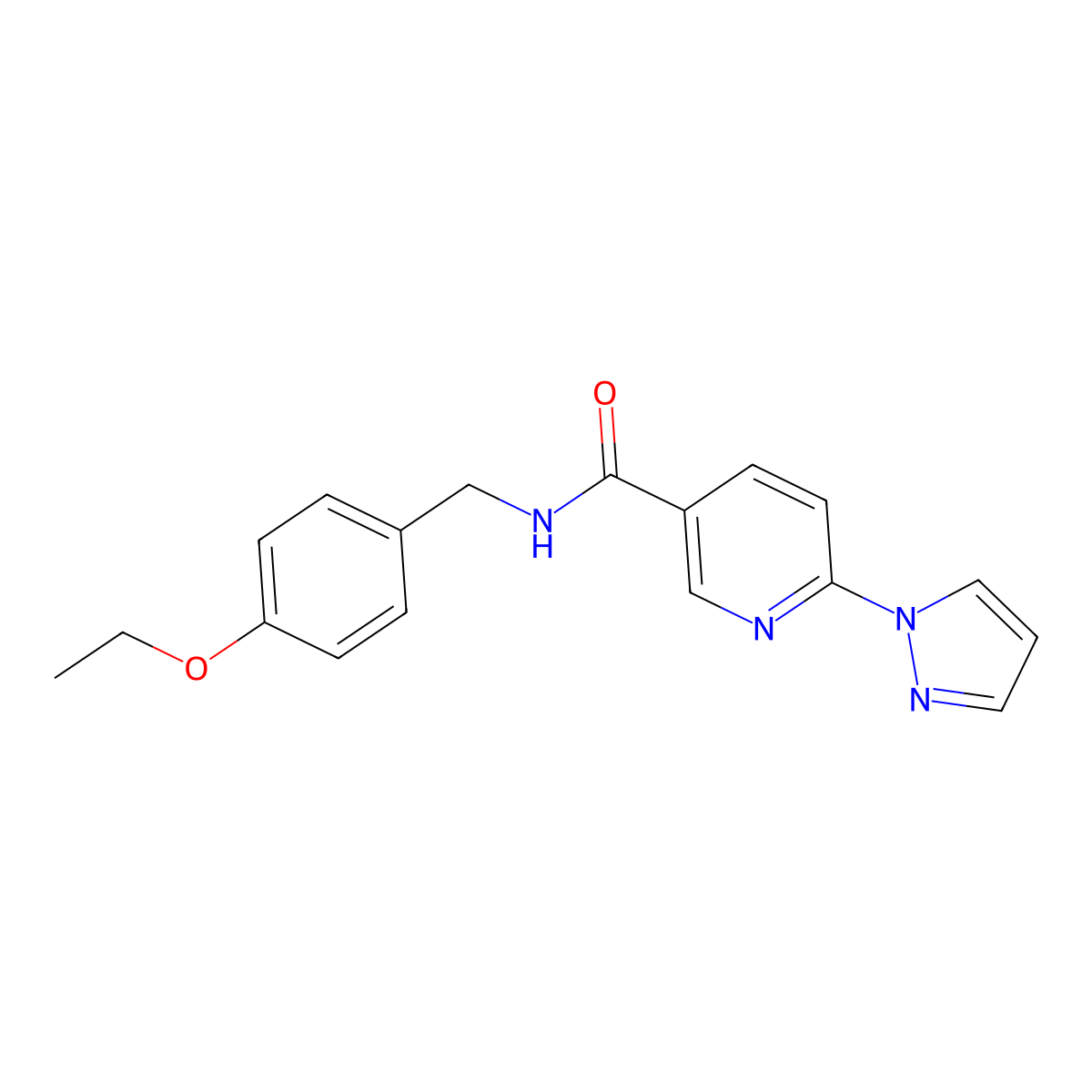 N-(4-ethoxybenzyl)-6-(1H-pyrazol-1-yl)nicotinamide molecular structure, CAS 1251619-15-4