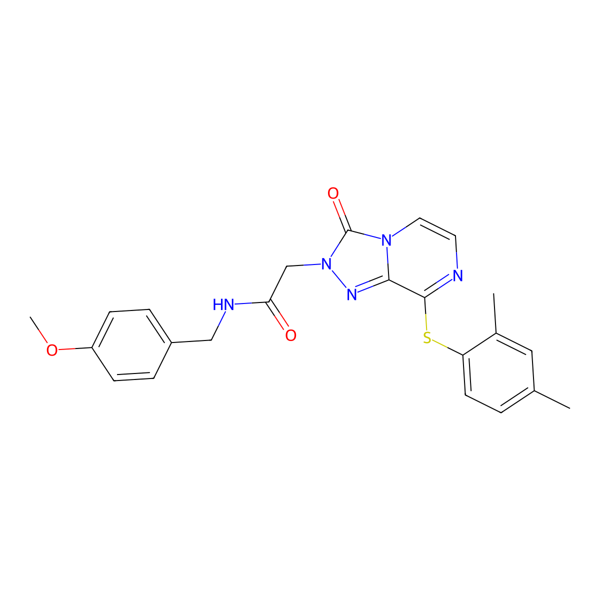2-{8-[(2,4-dimethylphenyl)sulfanyl]-3-oxo-2H,3H-[1,2,4]triazolo[4,3-a]pyrazin-2-yl}-N-[(4-methoxyphenyl)methyl]acetamide molecular structure, CAS 1251619-17-6