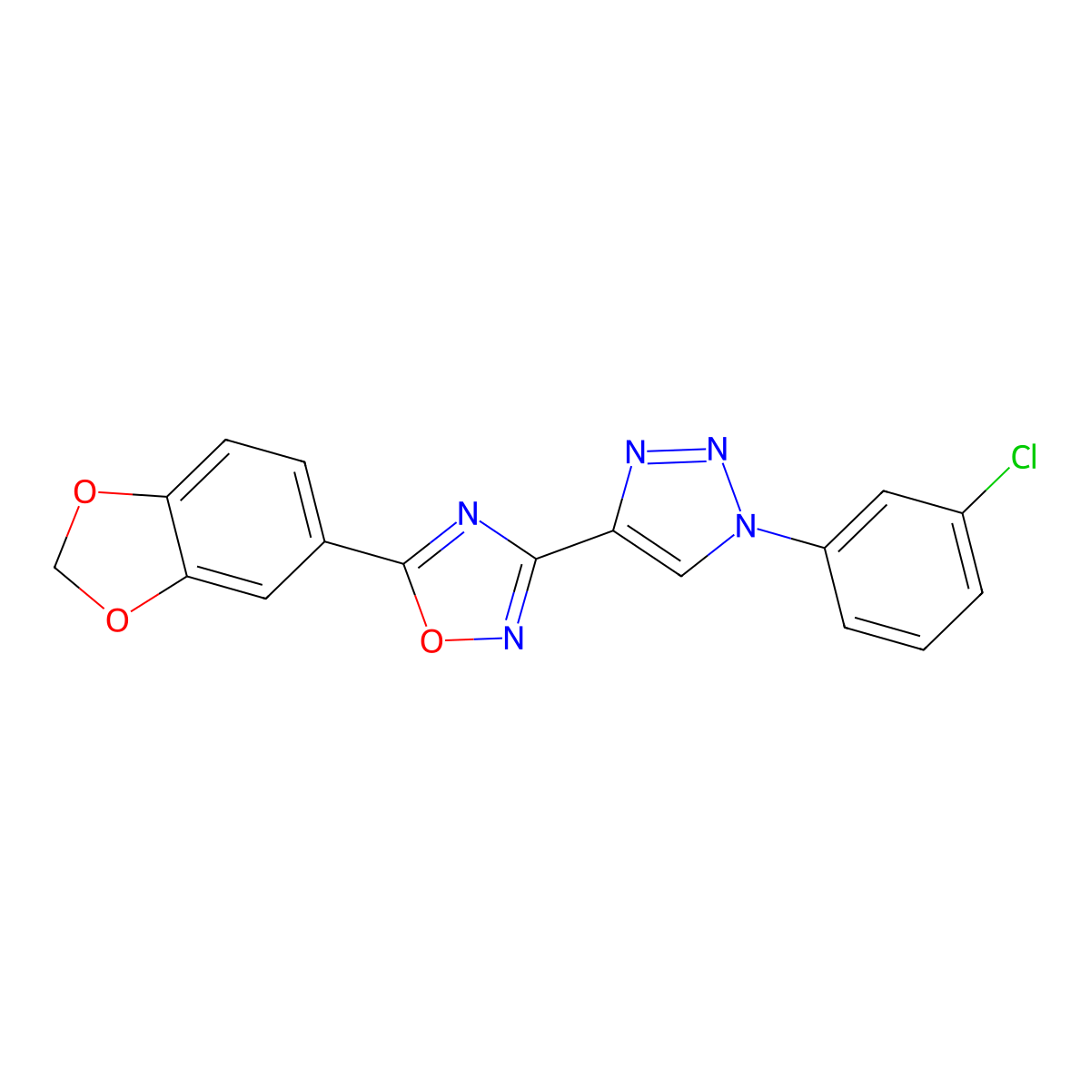 5-(1,3-benzodioxol-5-yl)-3-[1-(3-chlorophenyl)-1H-1,2,3-triazol-4-yl]-1,2,4-oxadiazole molecular structure, CAS 1251619-37-0