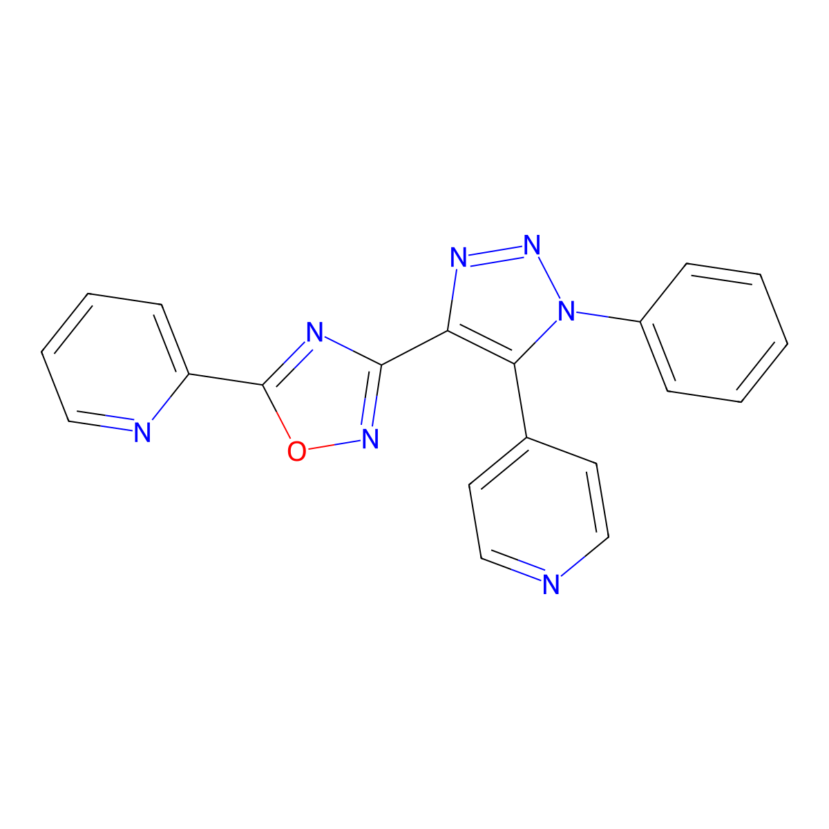 2-[3-(1-phenyl-5-pyridin-4-yl-1H-1,2,3-triazol-4-yl)-1,2,4-oxadiazol-5-yl]pyridine molecular structure, CAS 1251619-54-1