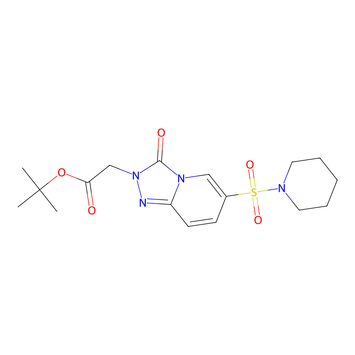 tert-butyl [3-oxo-6-(piperidin-1-ylsulfonyl)[1,2,4]triazolo[4,3-a]pyridin-2(3H)-yl]acetate molecular structure, CAS 1251619-57-4