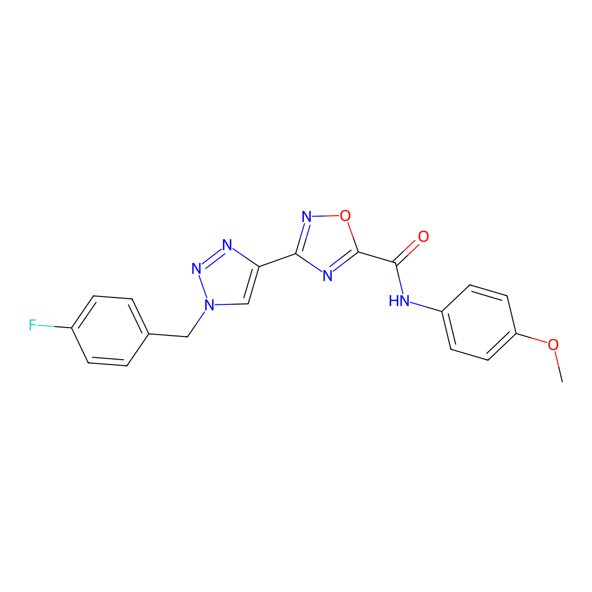 3-[1-(4-fluorobenzyl)-1H-1,2,3-triazol-4-yl]-N~5~-(4-methoxyphenyl)-1,2,4-oxadiazole-5-carboxamide molecular structure, CAS 1251619-63-2