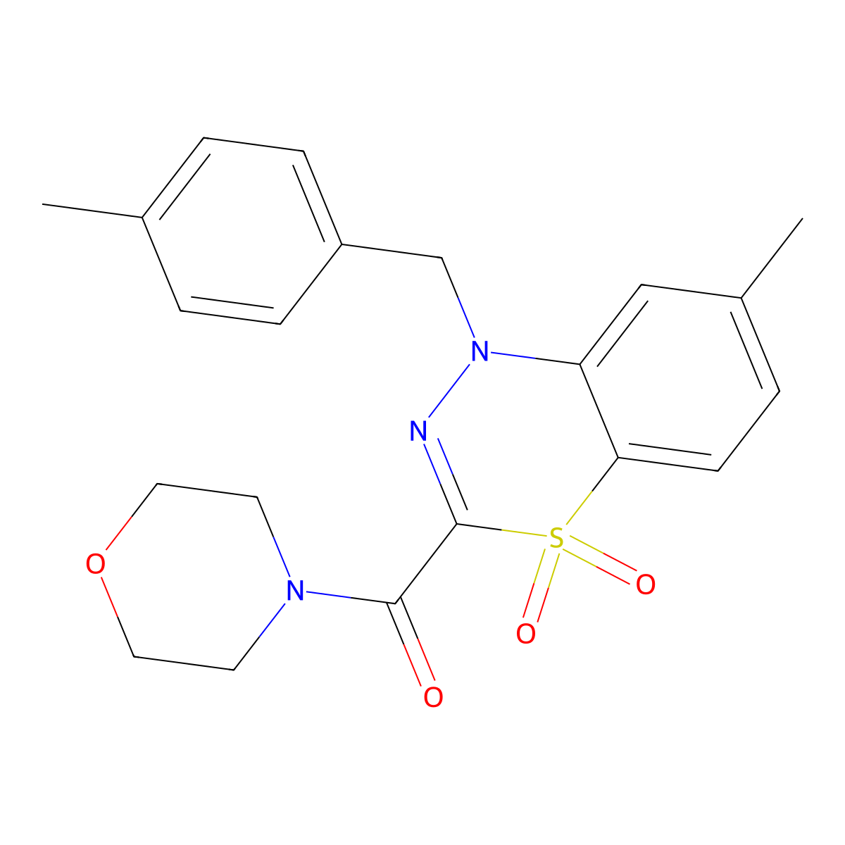 7-methyl-1-(4-methylbenzyl)-3-(morpholinocarbonyl)-4lambda~6~,1,2-benzothiadiazine-4,4(1H)-dione molecular structure, CAS 1251619-64-3