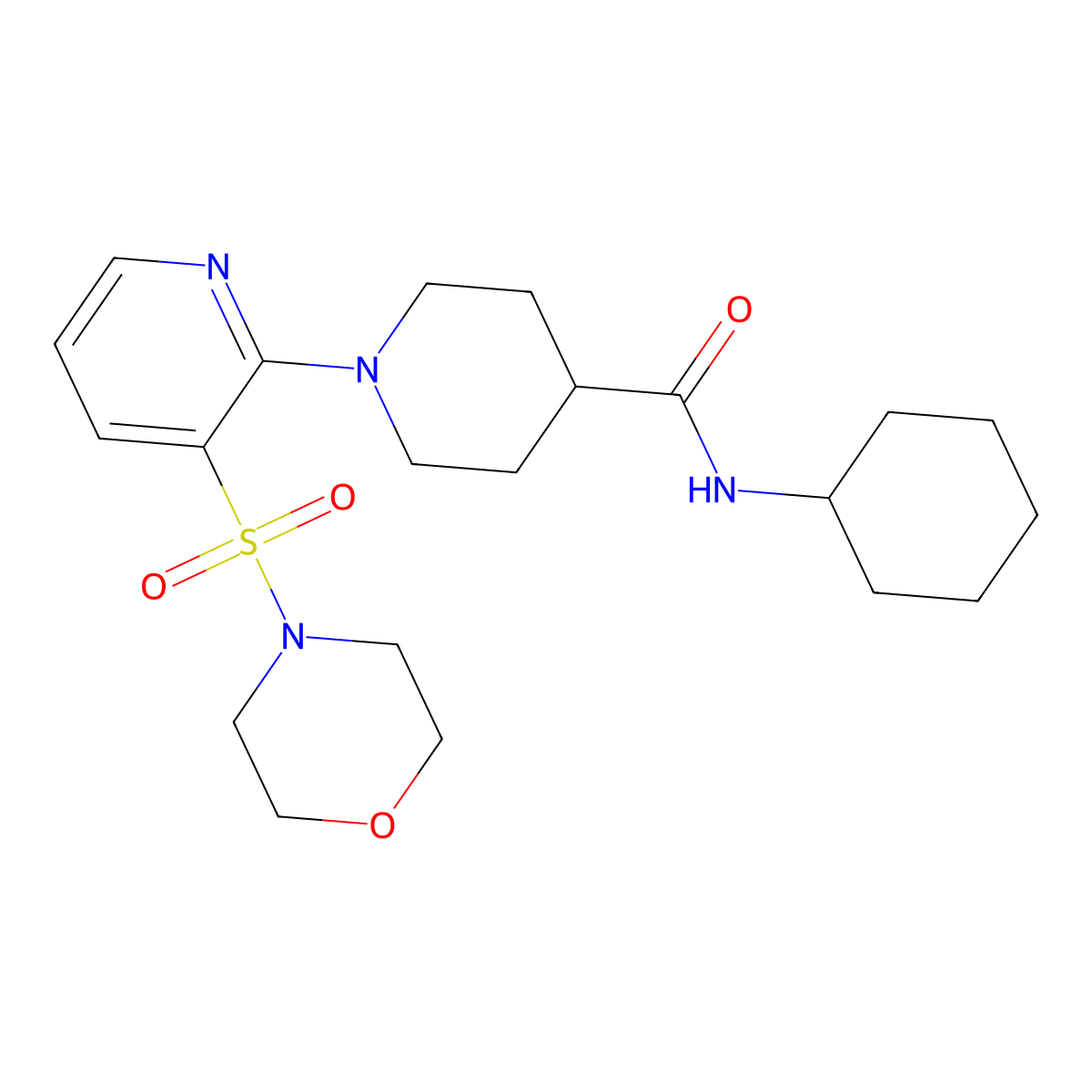 N-cyclohexyl-1-(3-(morpholinosulfonyl)pyridin-2-yl)piperidine-4-carboxamide molecular structure, CAS 1251619-66-5