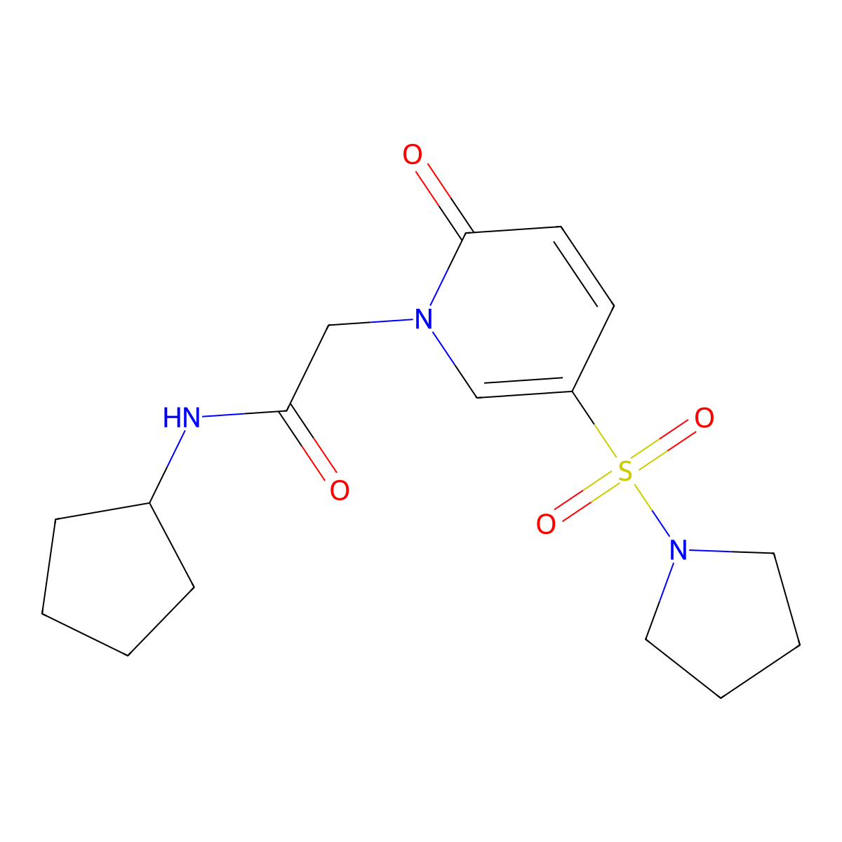 N-cyclopentyl-2-(2-oxo-5-(pyrrolidin-1-ylsulfonyl)pyridin-1(2H)-yl)acetamide molecular structure, CAS 1251619-69-8