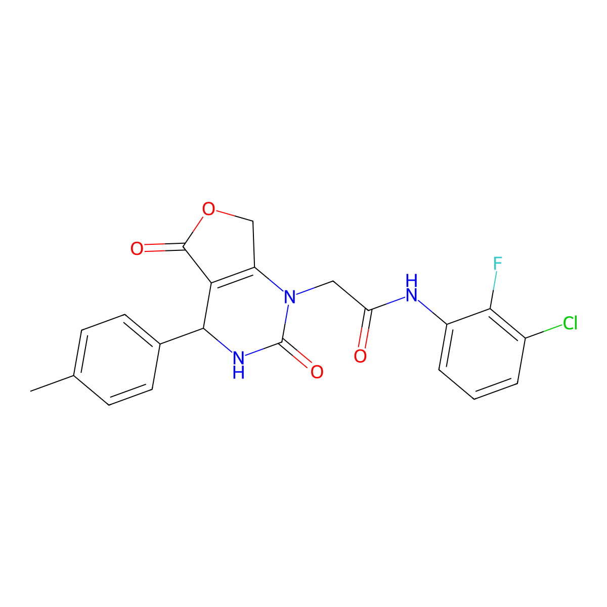N-(3-chloro-2-fluorophenyl)-2-(2,5-dioxo-4-(p-tolyl)-3,4-dihydrofuro[3,4-d]pyrimidin-1(2H,5H,7H)-yl)acetamide molecular structure, CAS 1251619-70-1