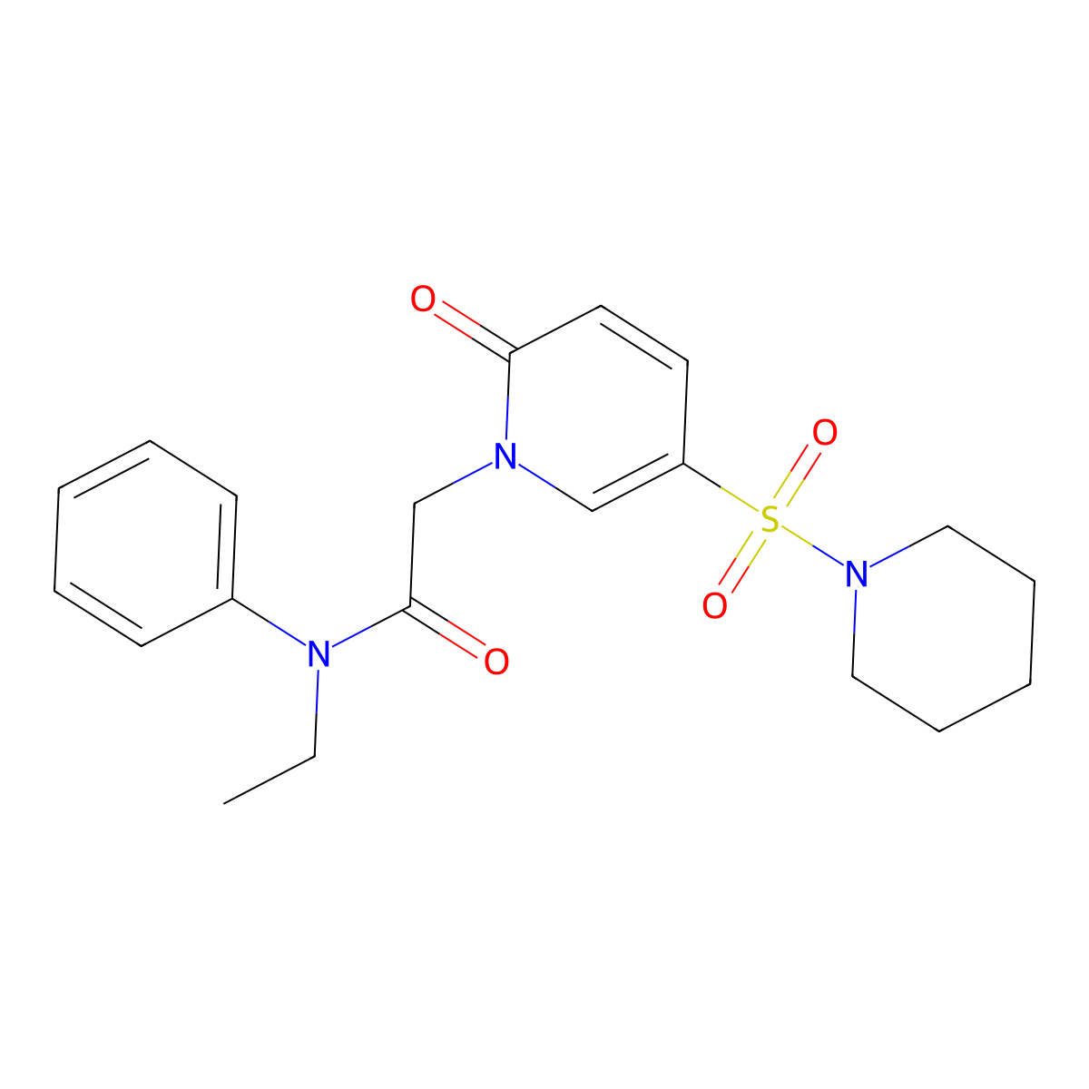 N-ethyl-2-[2-oxo-5-(piperidin-1-ylsulfonyl)pyridin-1(2H)-yl]-N-phenylacetamide molecular structure, CAS 1251619-74-5
