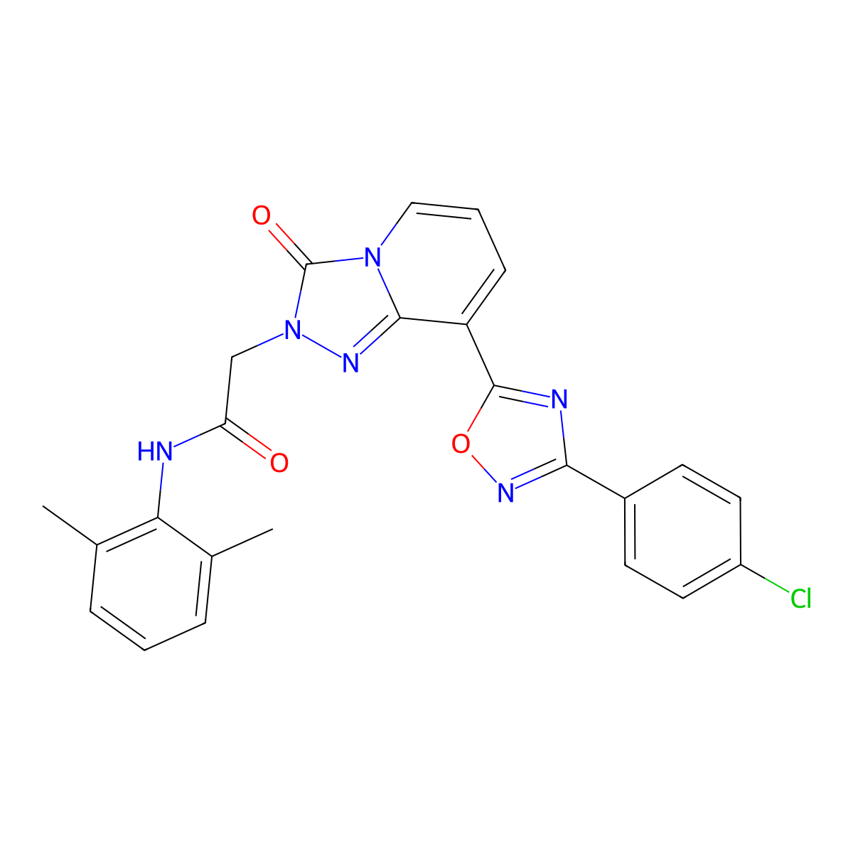 2-{8-[3-(4-chlorophenyl)-1,2,4-oxadiazol-5-yl]-3-oxo-2H,3H-[1,2,4]triazolo[4,3-a]pyridin-2-yl}-N-(2,6-dimethylphenyl)acetamide molecular structure, CAS 1251619-75-6