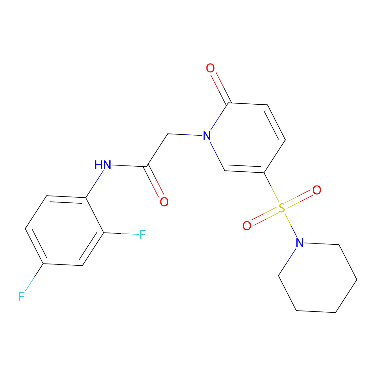 N-(2,4-difluorophenyl)-2-[2-oxo-5-(piperidin-1-ylsulfonyl)pyridin-1(2H)-yl]acetamide molecular structure, CAS 1251619-76-7