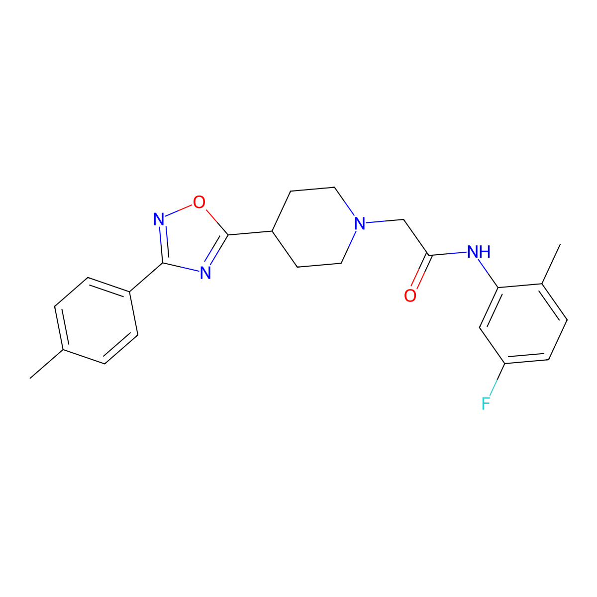 N-(5-fluoro-2-methylphenyl)-2-{4-[3-(4-methylphenyl)-1,2,4-oxadiazol-5-yl]piperidin-1-yl}acetamide molecular structure, CAS 1251619-78-9