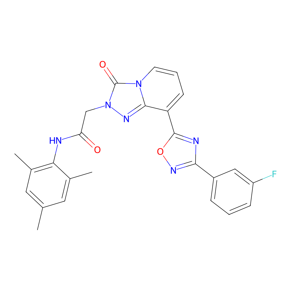 2-{8-[3-(3-fluorophenyl)-1,2,4-oxadiazol-5-yl]-3-oxo-2H,3H-[1,2,4]triazolo[4,3-a]pyridin-2-yl}-N-(2,4,6-trimethylphenyl)acetamide molecular structure, CAS 1251619-80-3