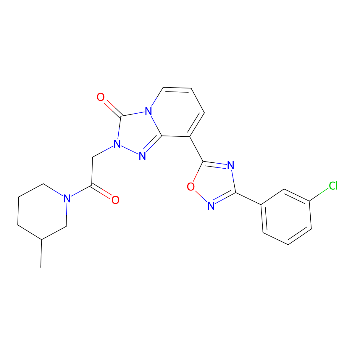 8-(3-(3-chlorophenyl)-1,2,4-oxadiazol-5-yl)-2-(2-(3-methylpiperidin-1-yl)-2-oxoethyl)-[1,2,4]triazolo[4,3-a]pyridin-3(2H)-one molecular structure, CAS 1251619-83-6