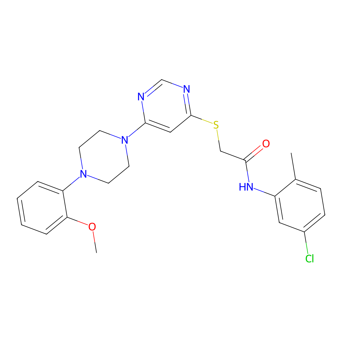 N-(5-chloro-2-methylphenyl)-2-({6-[4-(2-methoxyphenyl)piperazin-1-yl]pyrimidin-4-yl}sulfanyl)acetamide molecular structure, CAS 1251620-01-5