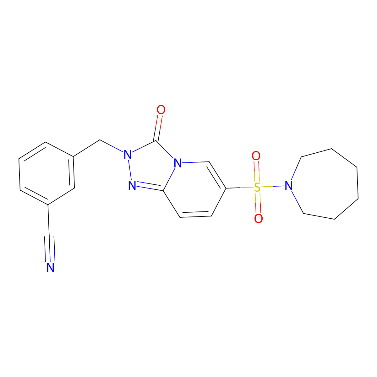 3-{[6-(azepane-1-sulfonyl)-3-oxo-2H,3H-[1,2,4]triazolo[4,3-a]pyridin-2-yl]methyl}benzonitrile molecular structure, CAS 1251620-11-7
