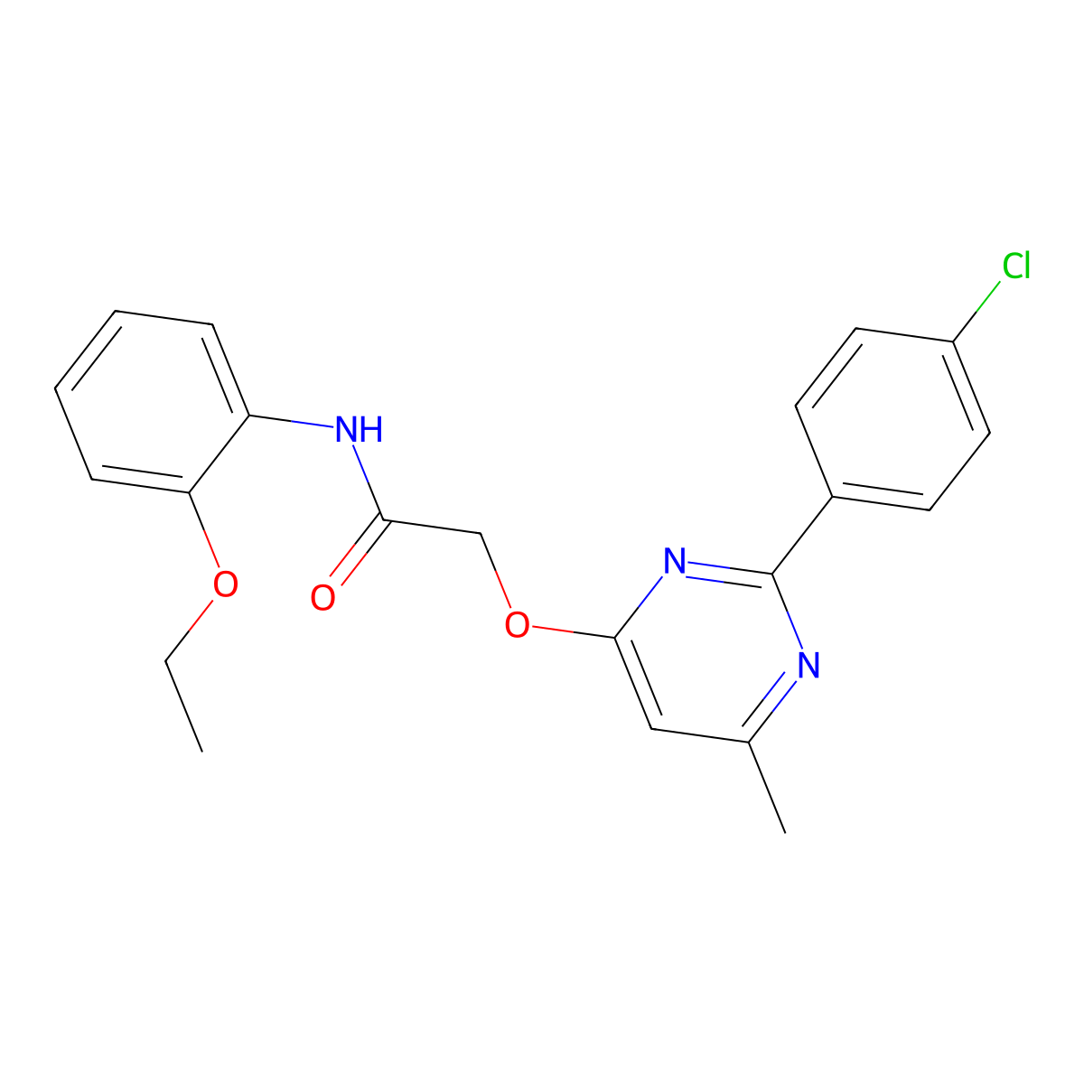 2-{[2-(4-chlorophenyl)-6-methylpyrimidin-4-yl]oxy}-N-(2-ethoxyphenyl)acetamide molecular structure, CAS 1251620-12-8