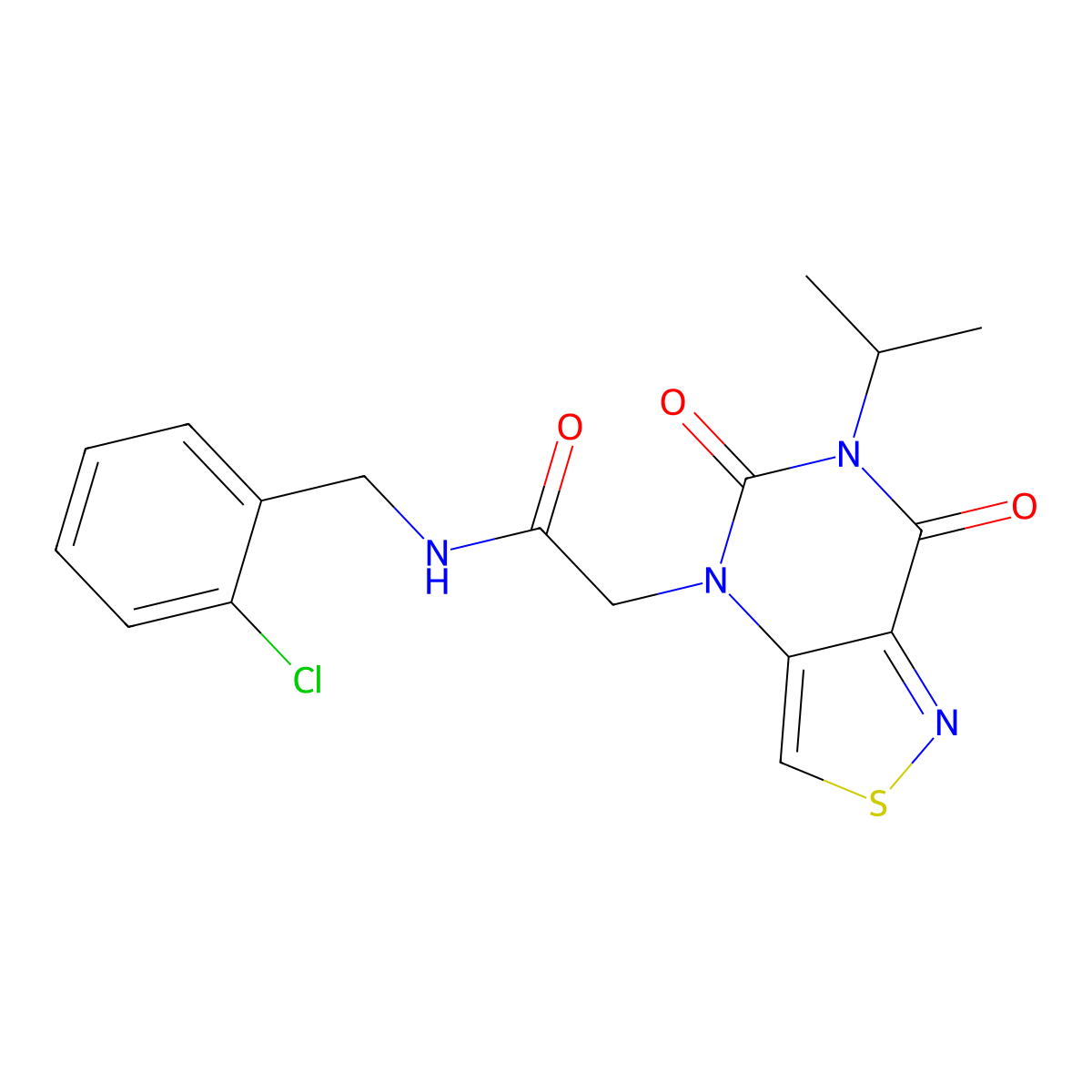 N-(2-chlorobenzyl)-2-(6-isopropyl-5,7-dioxo-6,7-dihydroisothiazolo[4,3-d]pyrimidin-4(5H)-yl)acetamide molecular structure, CAS 1251620-13-9