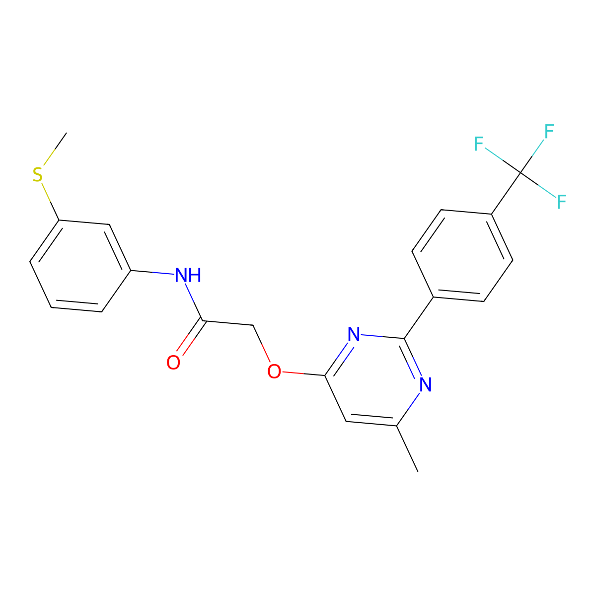 2-({6-methyl-2-[4-(trifluoromethyl)phenyl]pyrimidin-4-yl}oxy)-N-[3-(methylsulfanyl)phenyl]acetamide molecular structure, CAS 1251620-16-2