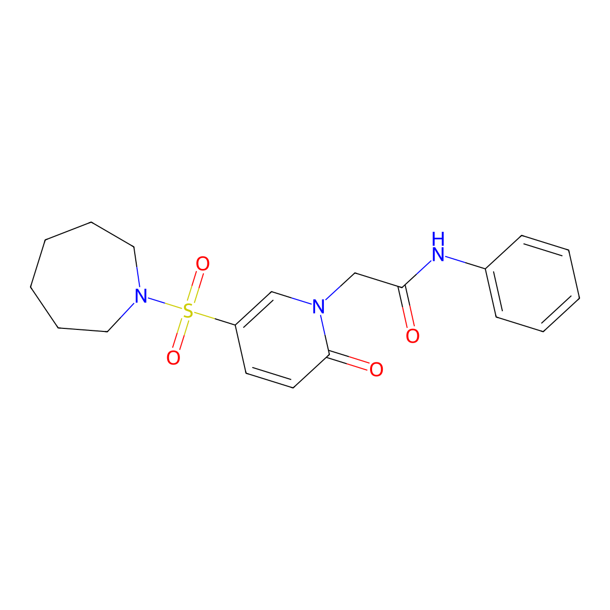 2-(5-(azepan-1-ylsulfonyl)-2-oxopyridin-1(2H)-yl)-N-phenylacetamide molecular structure, CAS 1251620-24-2