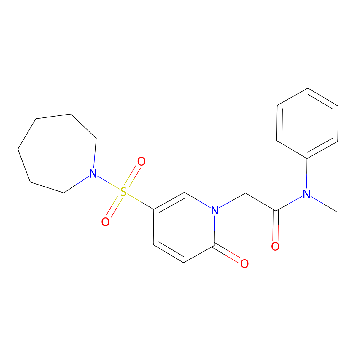 2-(5-(azepan-1-ylsulfonyl)-2-oxopyridin-1(2H)-yl)-N-methyl-N-phenylacetamide molecular structure, CAS 1251620-26-4