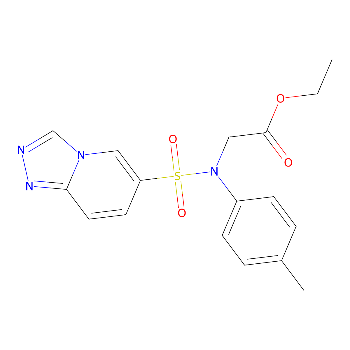 ethyl 2-(N-(p-tolyl)-[1,2,4]triazolo[4,3-a]pyridine-6-sulfonamido)acetate molecular structure, CAS 1251620-27-5