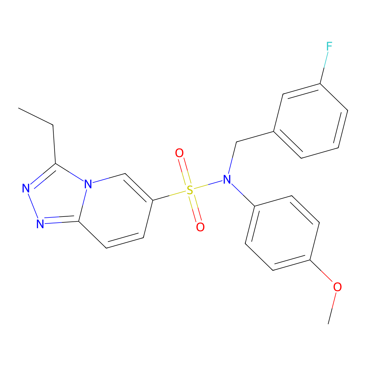 3-ethyl-N-[(3-fluorophenyl)methyl]-N-(4-methoxyphenyl)-[1,2,4]triazolo[4,3-a]pyridine-6-sulfonamide molecular structure, CAS 1251620-36-6