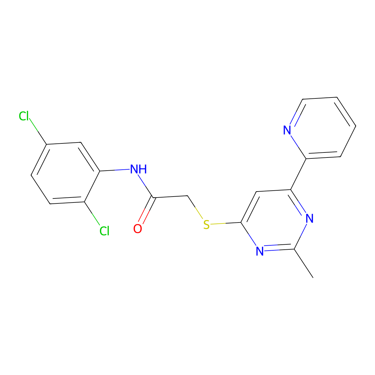 N-(2,5-dichlorophenyl)-2-((2-methyl-6-(pyridin-2-yl)pyrimidin-4-yl)thio)acetamide molecular structure, CAS 1251620-37-7