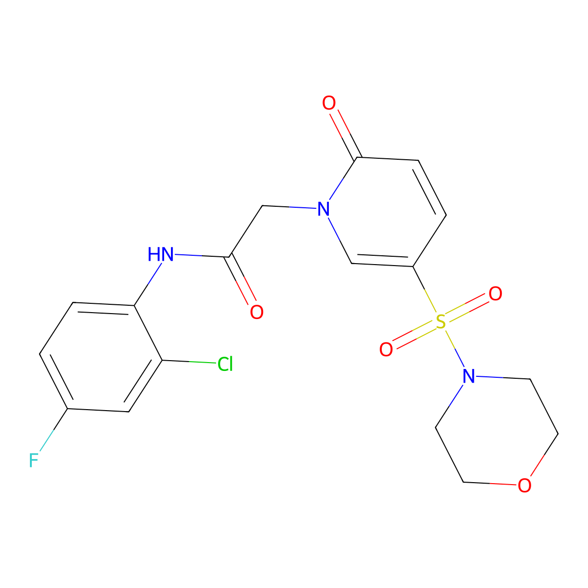 N-(2-chloro-4-fluorophenyl)-2-[5-(morpholine-4-sulfonyl)-2-oxo-1,2-dihydropyridin-1-yl]acetamide molecular structure, CAS 1251620-46-8