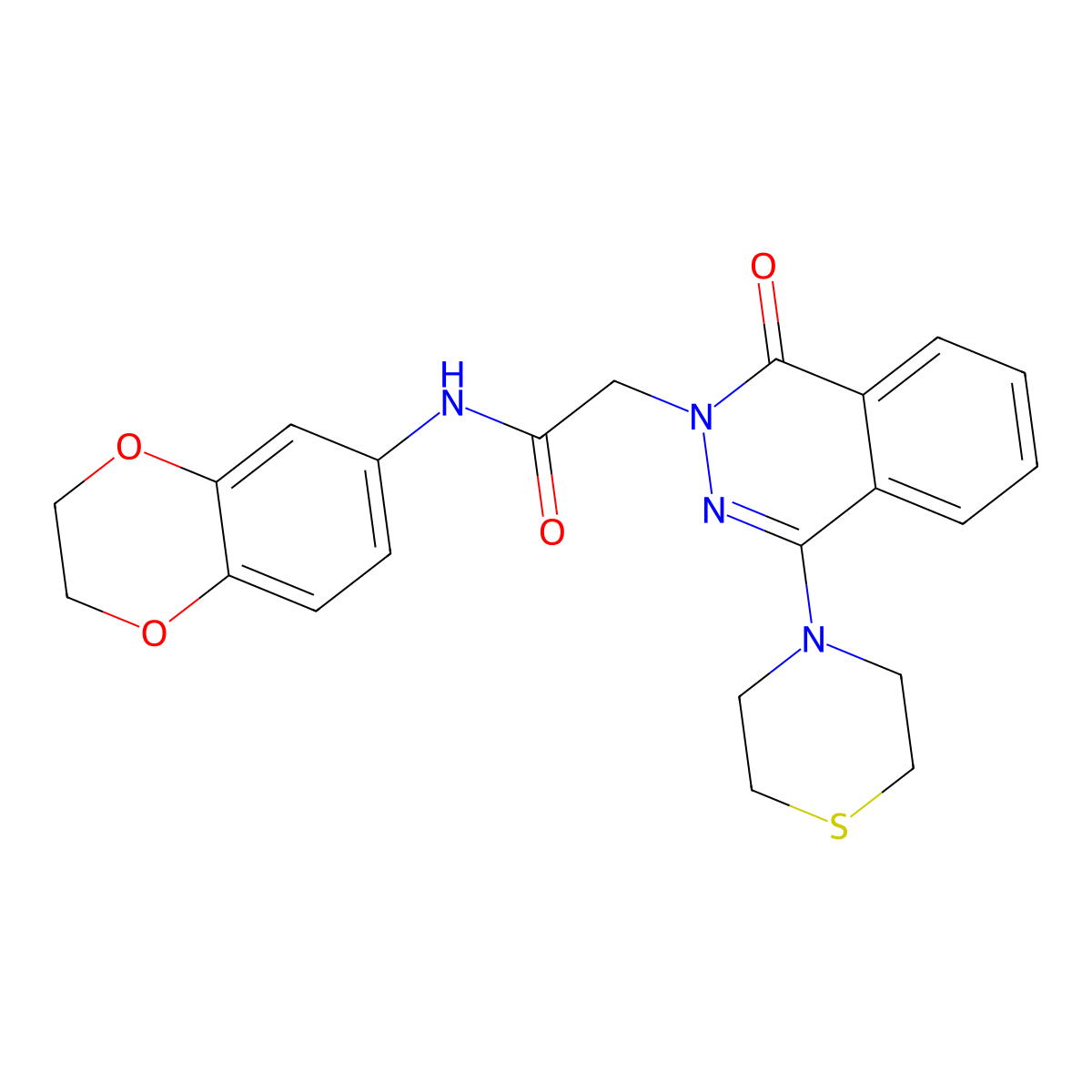 N-(2,3-dihydro-1,4-benzodioxin-6-yl)-2-[1-oxo-4-(thiomorpholin-4-yl)-1,2-dihydrophthalazin-2-yl]acetamide molecular structure, CAS 1251620-47-9
