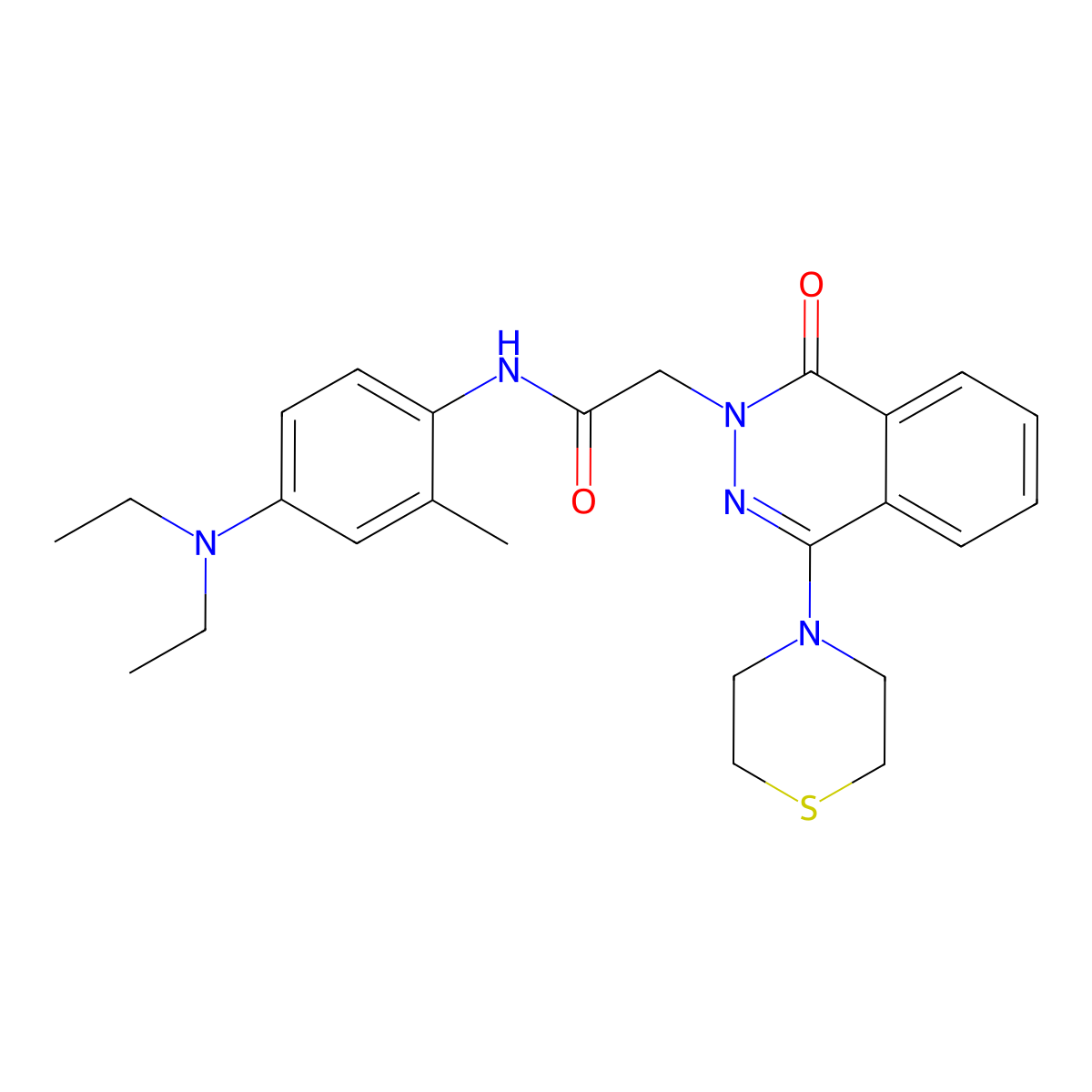 N-[4-(diethylamino)-2-methylphenyl]-2-[1-oxo-4-(thiomorpholin-4-yl)-1,2-dihydrophthalazin-2-yl]acetamide molecular structure, CAS 1251620-49-1
