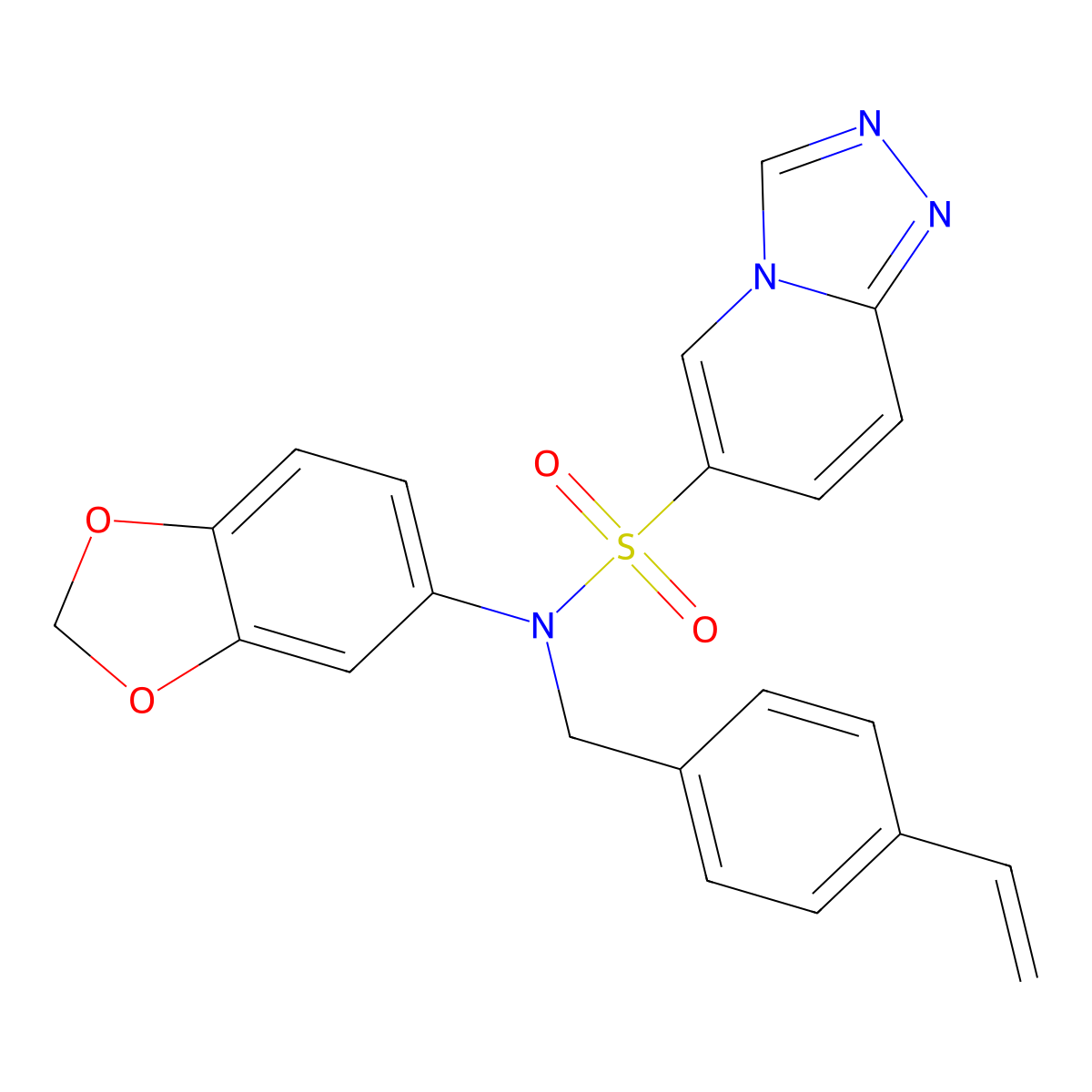 N-1,3-benzodioxol-5-yl-N-(4-vinylbenzyl)[1,2,4]triazolo[4,3-a]pyridine-6-sulfonamide molecular structure, CAS 1251620-50-4