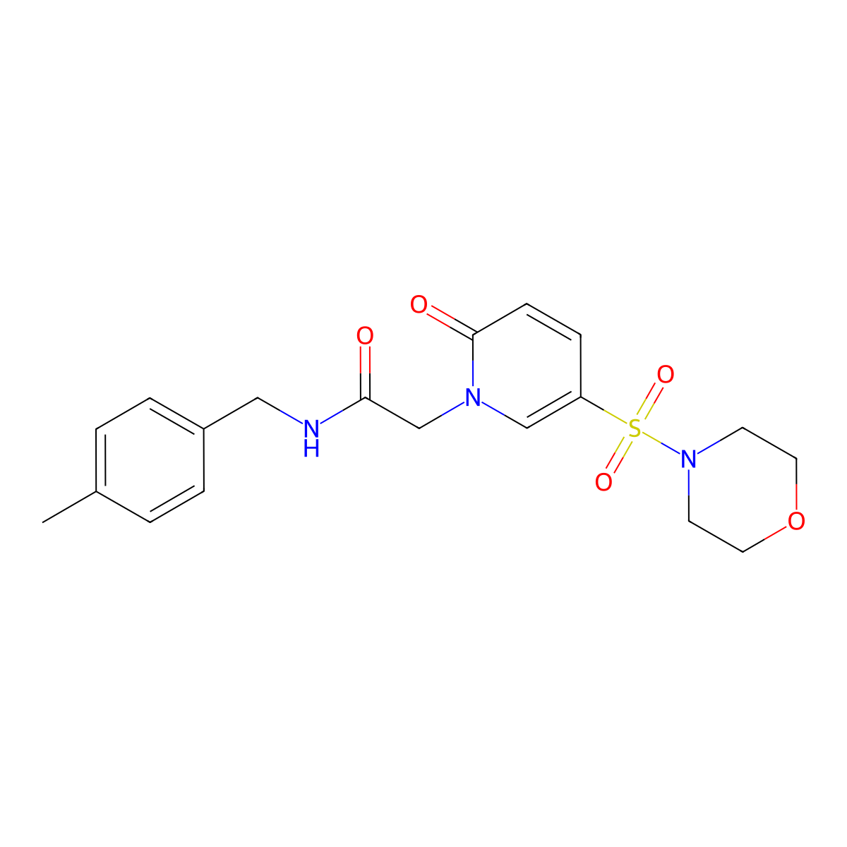 N-[(4-methylphenyl)methyl]-2-[5-(morpholine-4-sulfonyl)-2-oxo-1,2-dihydropyridin-1-yl]acetamide molecular structure, CAS 1251620-52-6