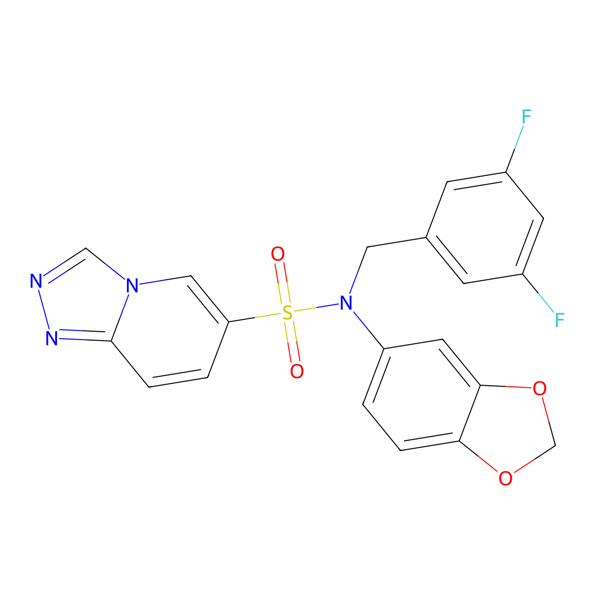N-(2H-1,3-benzodioxol-5-yl)-N-[(3,5-difluorophenyl)methyl]-[1,2,4]triazolo[4,3-a]pyridine-6-sulfonamide molecular structure, CAS 1251620-54-8