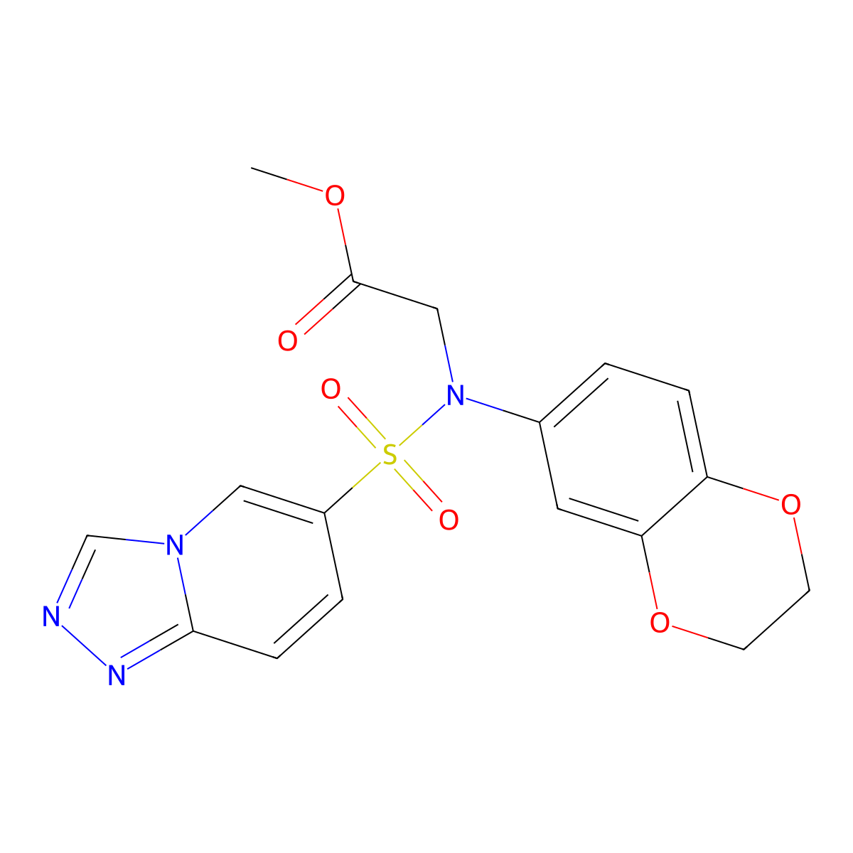 Methyl 2-[2,3-dihydro-1,4-benzodioxin-6-yl([1,2,4]triazolo[4,3-a]pyridin-6-ylsulfonyl)amino]acetate molecular structure, CAS 1251620-59-3