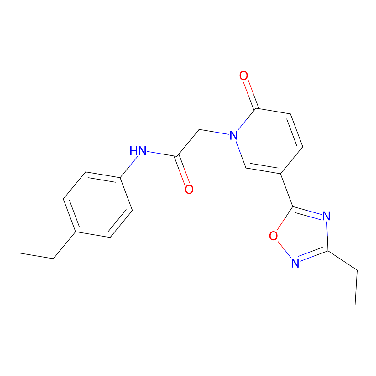 2-(5-(3-ethyl-1,2,4-oxadiazol-5-yl)-2-oxopyridin-1(2H)-yl)-N-(4-ethylphenyl)acetamide molecular structure, CAS 1251620-60-6