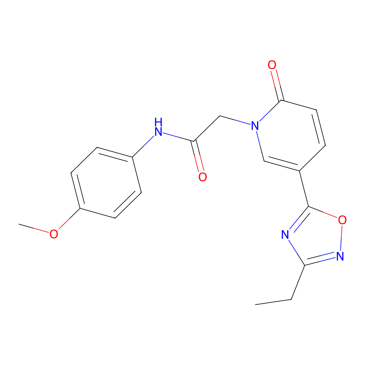 2-(5-(3-ethyl-1,2,4-oxadiazol-5-yl)-2-oxopyridin-1(2H)-yl)-N-(4-methoxyphenyl)acetamide molecular structure, CAS 1251620-61-7