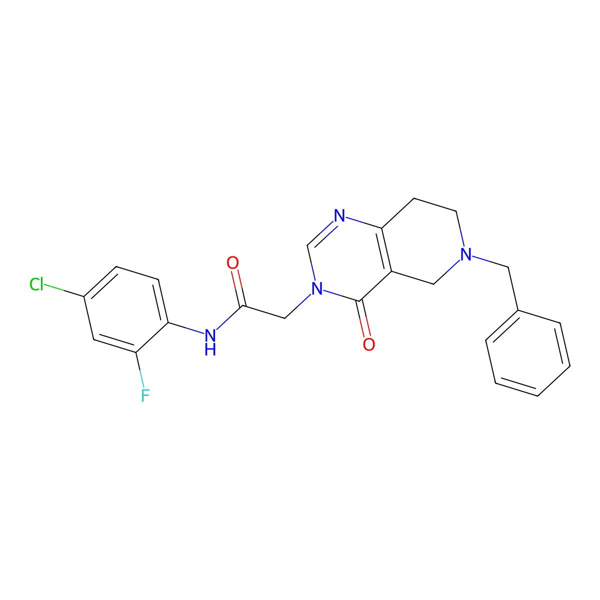 2-{6-benzyl-4-oxo-3H,4H,5H,6H,7H,8H-pyrido[4,3-d]pyrimidin-3-yl}-N-(4-chloro-2-fluorophenyl)acetamide molecular structure, CAS 1251620-67-3
