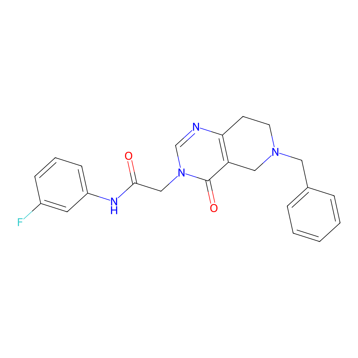 2-{6-benzyl-4-oxo-3H,4H,5H,6H,7H,8H-pyrido[4,3-d]pyrimidin-3-yl}-N-(3-fluorophenyl)acetamide molecular structure, CAS 1251620-69-5