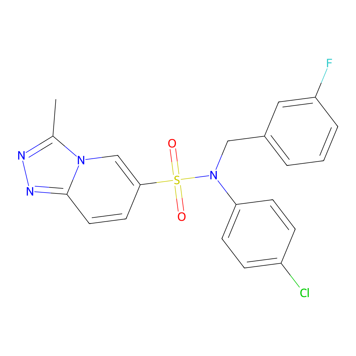 N-(4-chlorophenyl)-N-[(3-fluorophenyl)methyl]-3-methyl-[1,2,4]triazolo[4,3-a]pyridine-6-sulfonamide molecular structure, CAS 1251620-77-5
