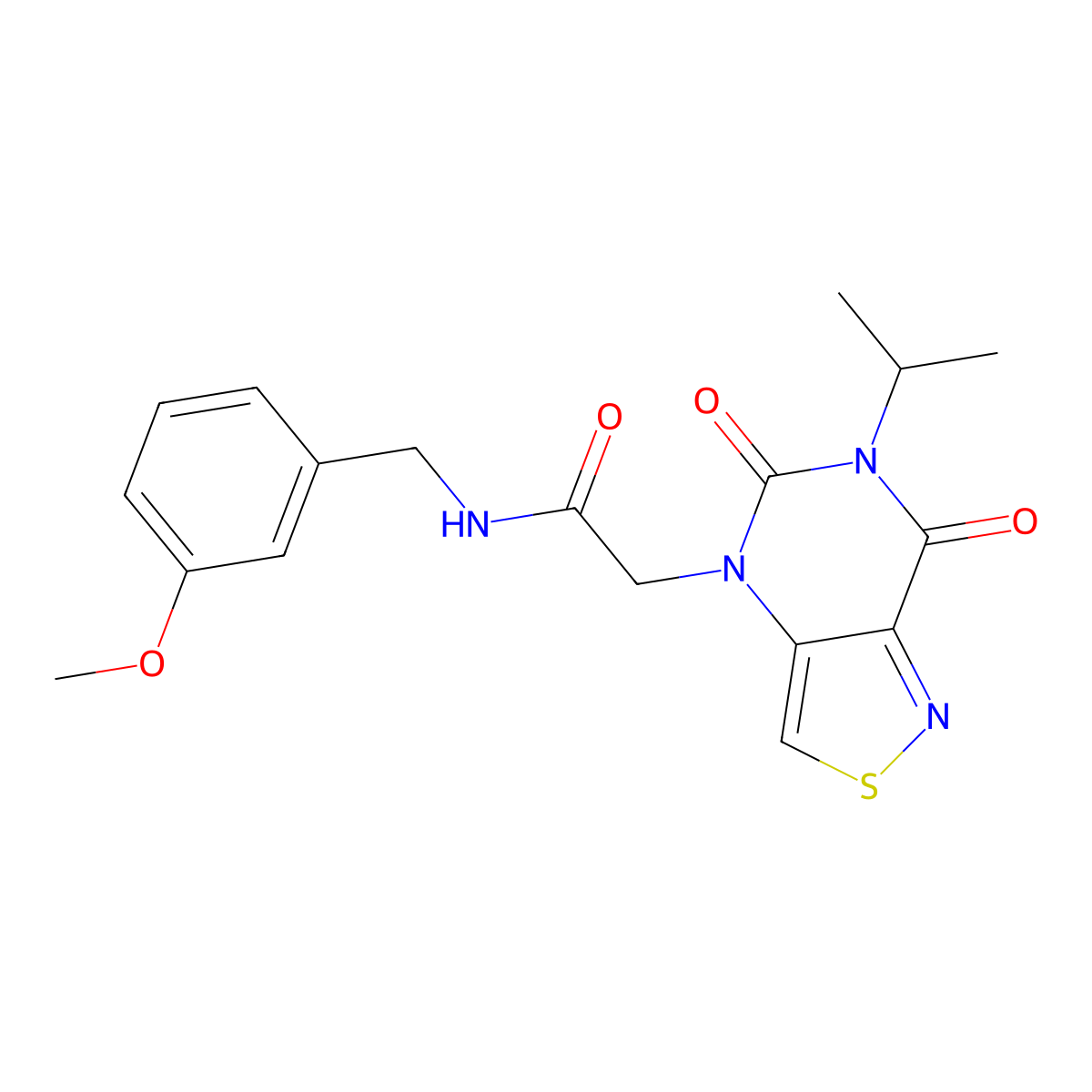 2-(6-isopropyl-5,7-dioxo-6,7-dihydroisothiazolo[4,3-d]pyrimidin-4(5H)-yl)-N-(3-methoxybenzyl)acetamide molecular structure, CAS 1251620-79-7