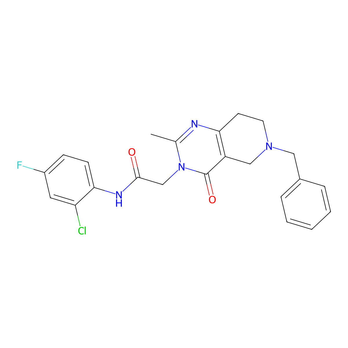 2-{6-benzyl-2-methyl-4-oxo-3H,4H,5H,6H,7H,8H-pyrido[4,3-d]pyrimidin-3-yl}-N-(2-chloro-4-fluorophenyl)acetamide molecular structure, CAS 1251620-83-3